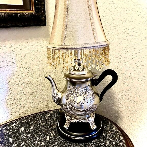 Lampcrafters Other - LAMPCRAFTERS Decorative Silver Teapot Lamp Resin Art Sculpture